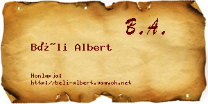 Béli Albert névjegykártya